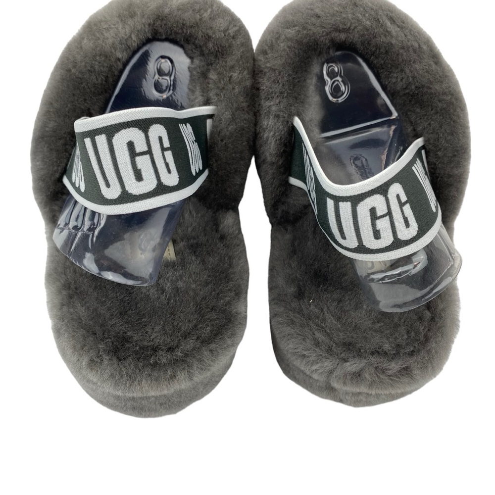 UGG Fluff Yeah Slide Charcoal Gray CHRC 1095119 NEW Women’s Size 8 - Picture 4 of 10